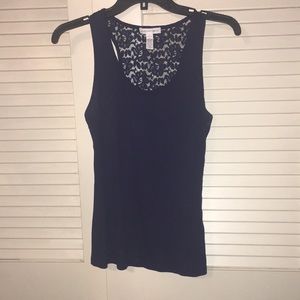 Ambiance Apparel Lace Back Racerback Tank Top L